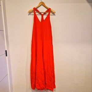 Bright orange summer maxi dress by RW in size S